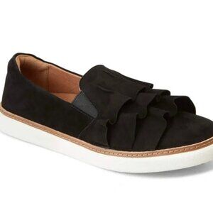 Vionic Mahalo Suede Ruffles Women's Slip-on Shoe Sneakers in Black Size 8